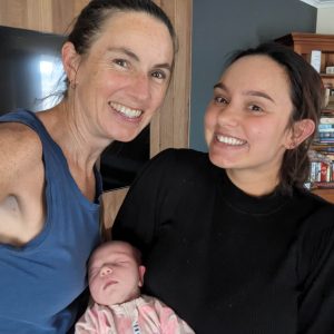 Jenn with Katrina and infant daughter